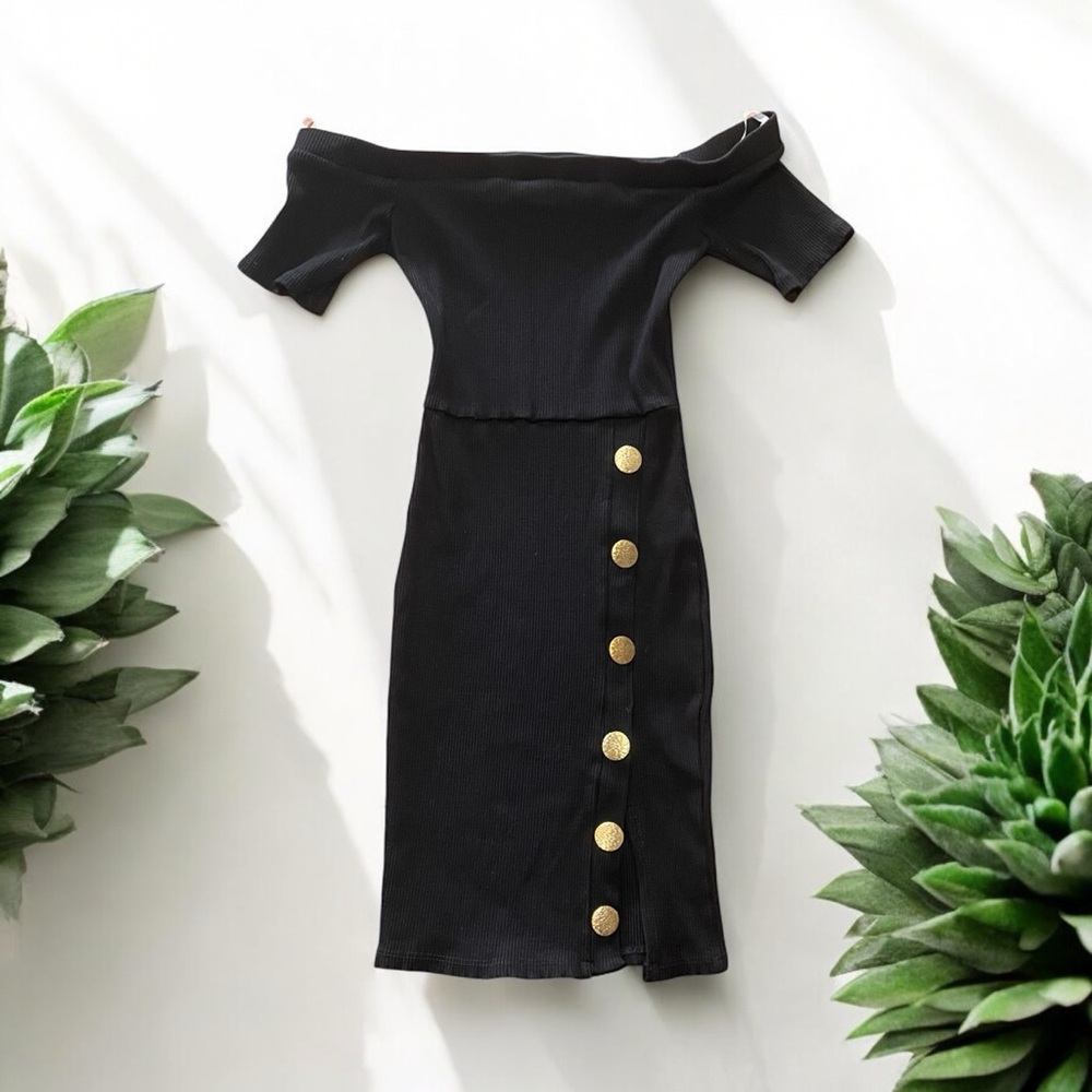 Little Black‎ Dress by Mezzanine Off-Shoulder Midi Dress